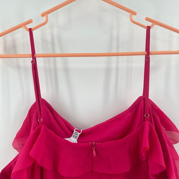 LUCY PARIS Dress Size Extra Large NWT Fuchsia Pink Ruffle Tiered Midi Cocktail - Picture 10 of 16